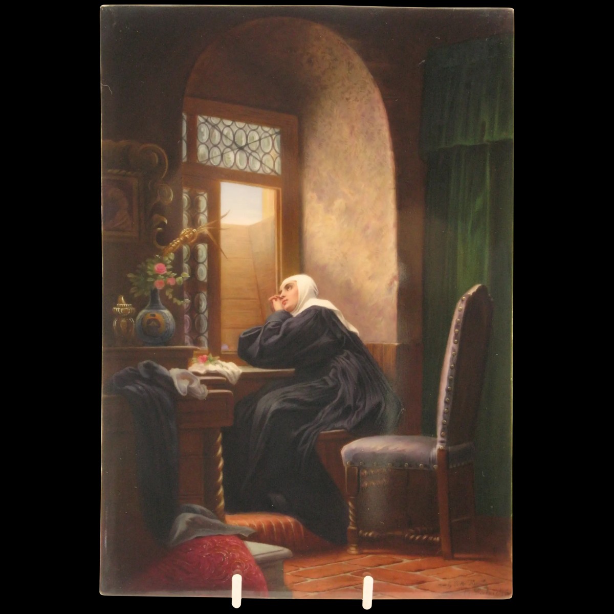 Plaque en porcelaine Oswald Deitrich Gebruder Heubach vers 1900