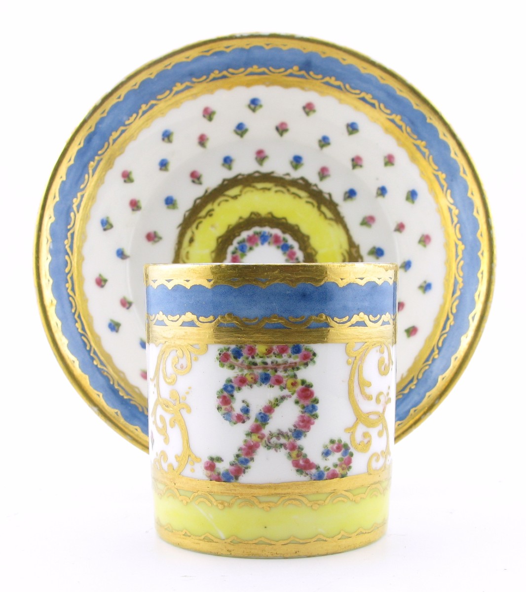 A Small 18th Century Sèvres Porcelain Coffee Cup And Saucer, 1784