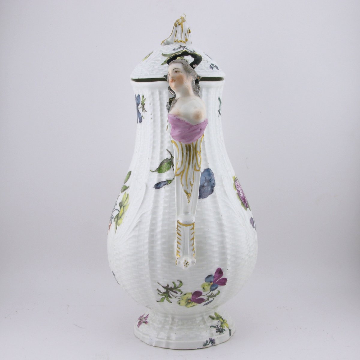 Aiguière en porcelaine de Meissen, monture en vermeil, vers 1745, modelée par J.G. Ehder-photo-2