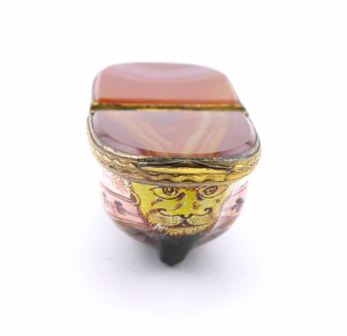18th-century South Staffordshire Bilston Enamel Agate Double Snuff Box Ship-photo-2