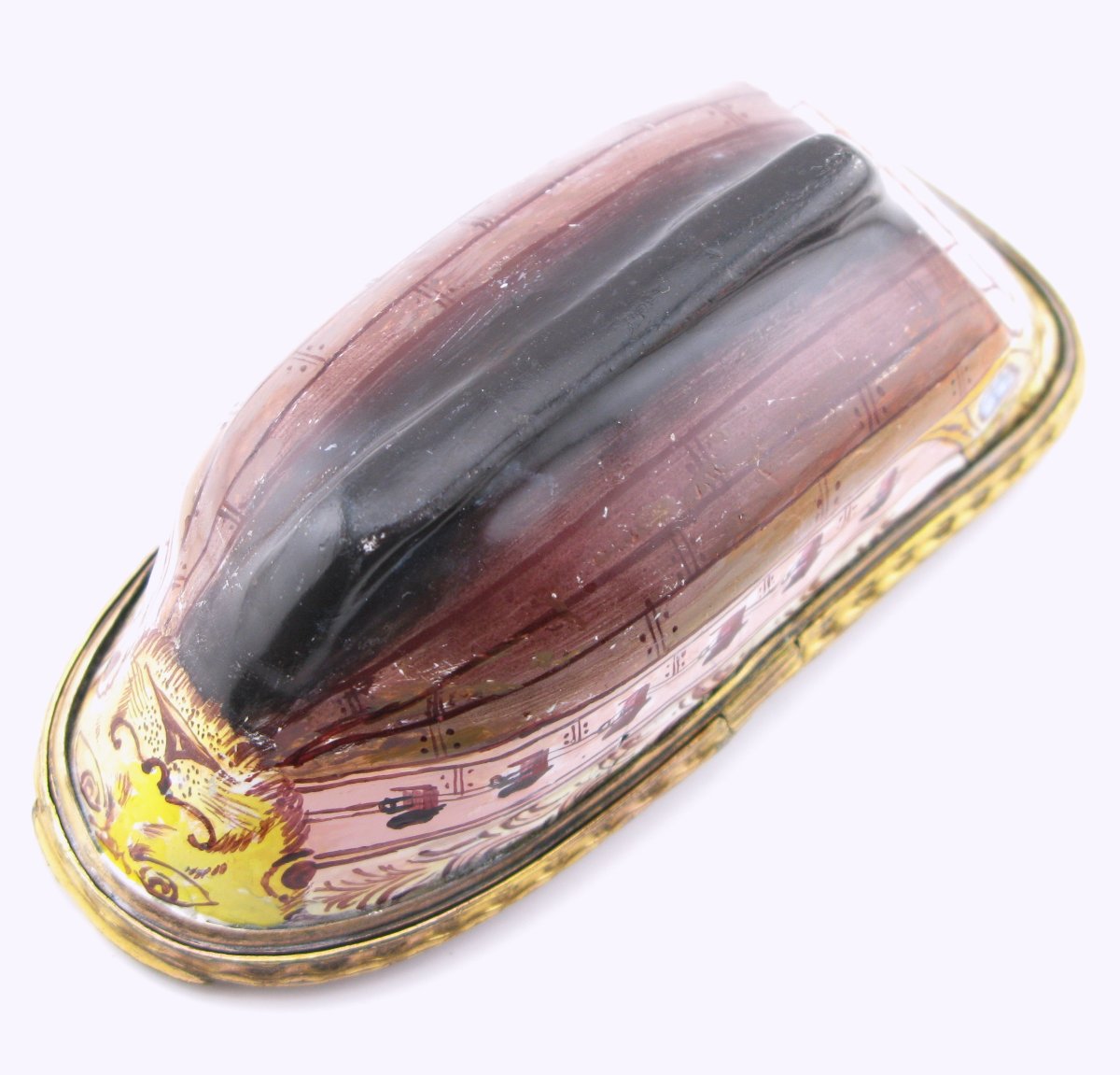 18th-century South Staffordshire Bilston Enamel Agate Double Snuff Box Ship-photo-1