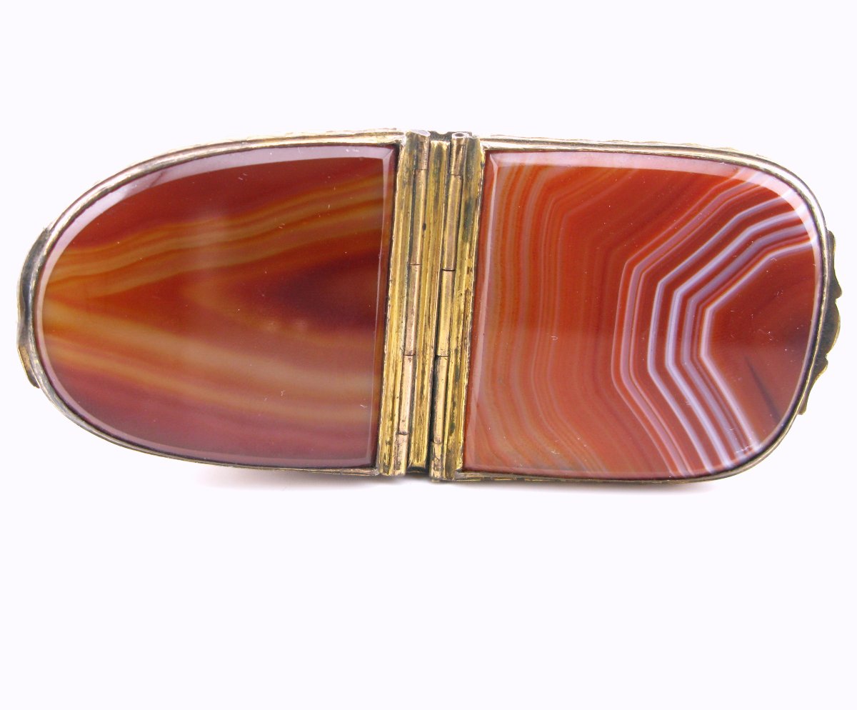 18th-century South Staffordshire Bilston Enamel Agate Double Snuff Box Ship-photo-2