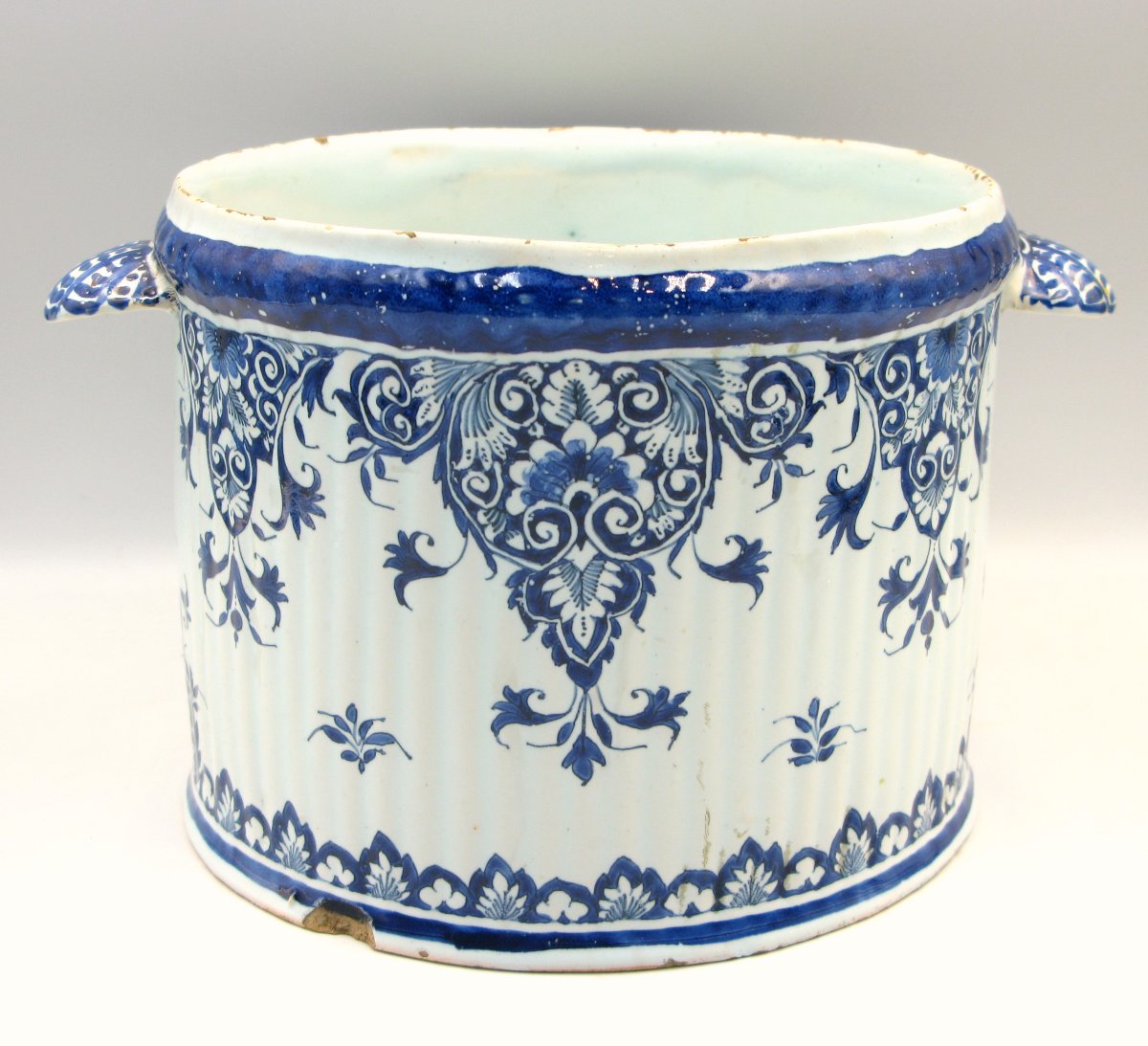 Rouen Circa 1700 Blue & White Faience Bottle Coolers-photo-3