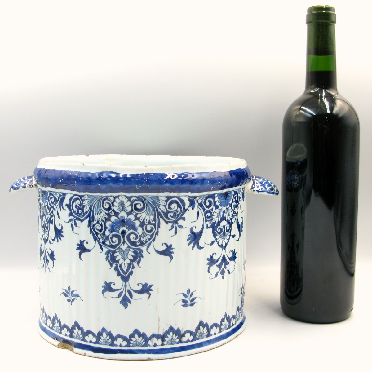 Rouen Circa 1700 Blue & White Faience Bottle Coolers-photo-4