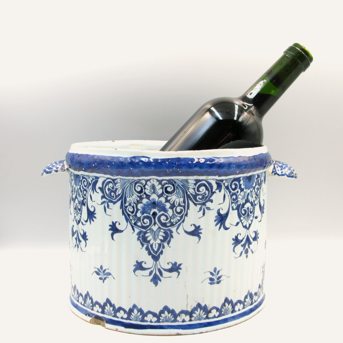 Rouen Circa 1700 Blue & White Faience Bottle Coolers-photo-5