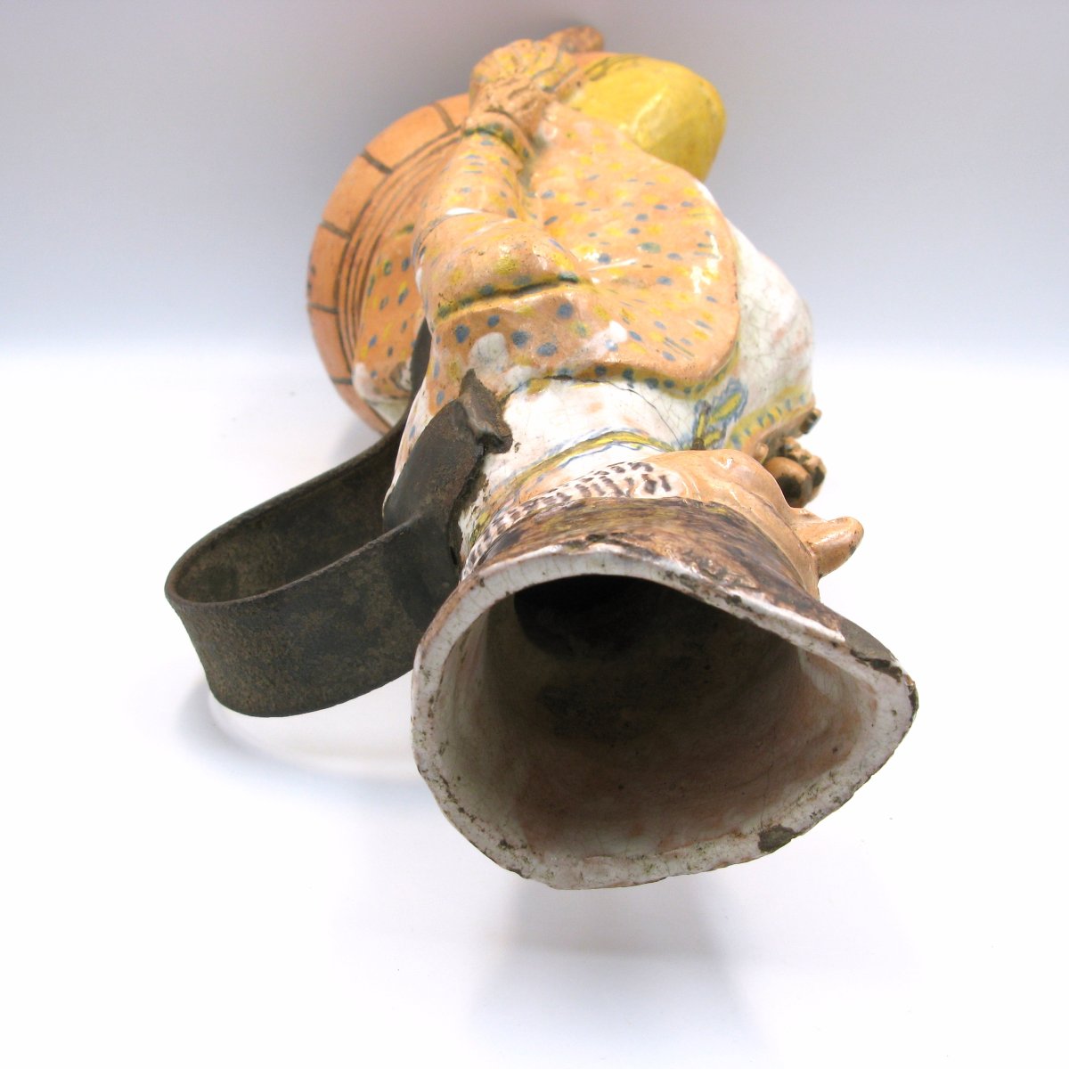 Large 18th-century Rouen Documentary Faience Figural Jug, 1782-photo-2