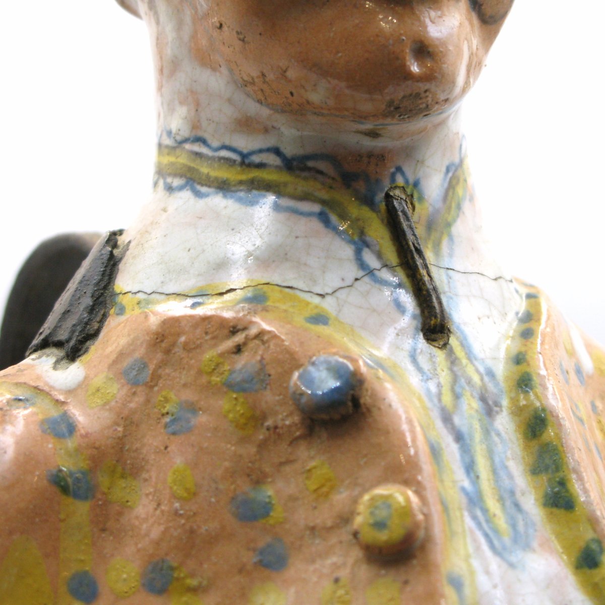 Large 18th-century Rouen Documentary Faience Figural Jug, 1782-photo-3
