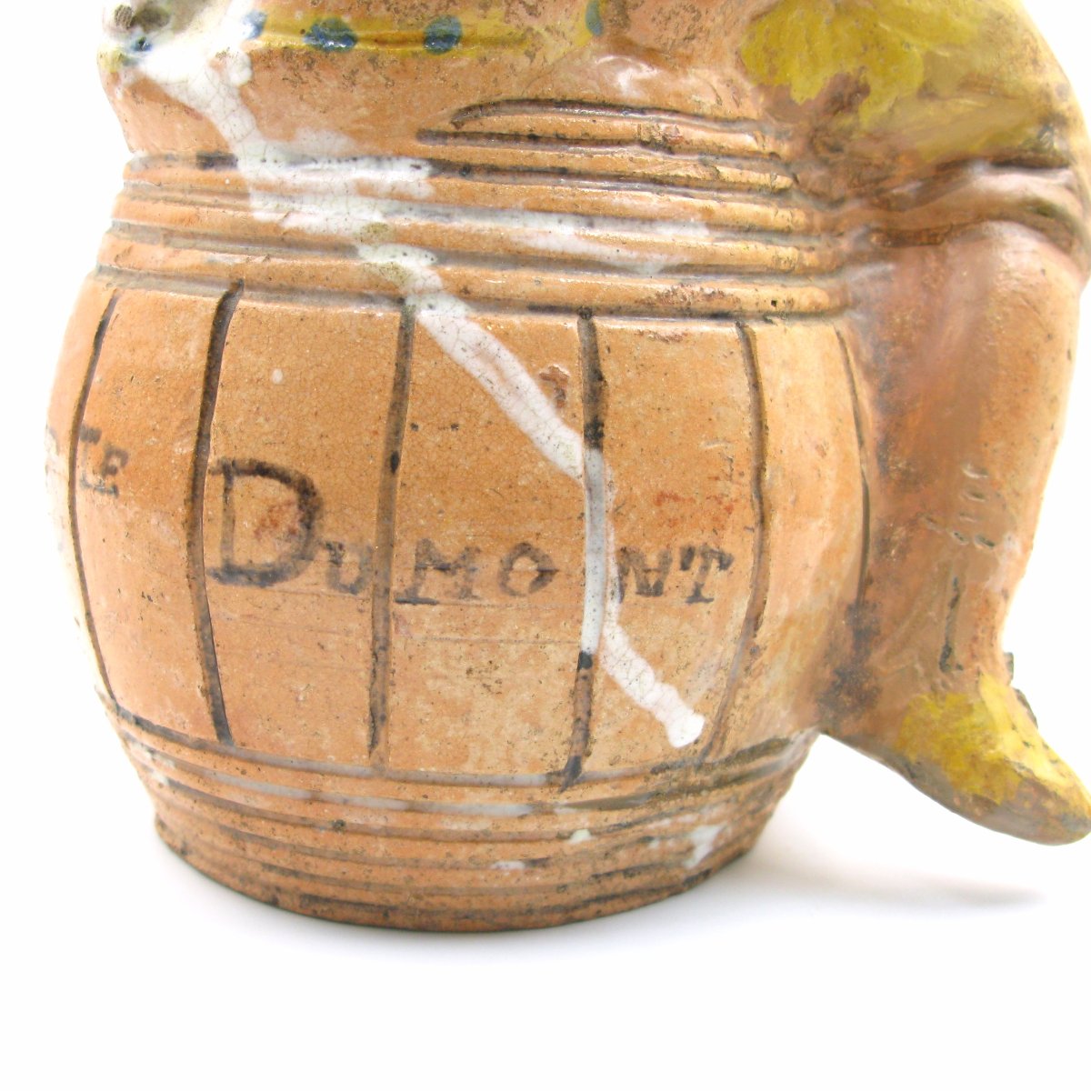 Large 18th-century Rouen Documentary Faience Figural Jug, 1782-photo-5