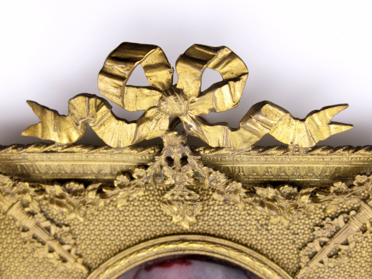 Portrait en émail français d'une dame dans un cadre de style Empire, vers 1900-photo-2