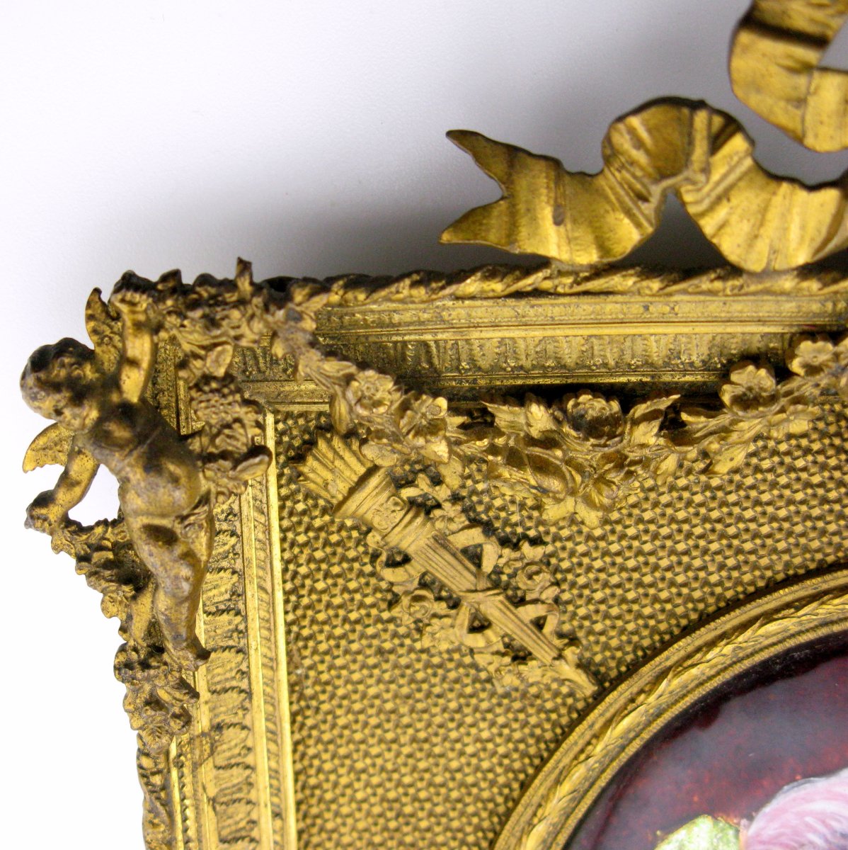 Portrait en émail français d'une dame dans un cadre de style Empire, vers 1900-photo-3