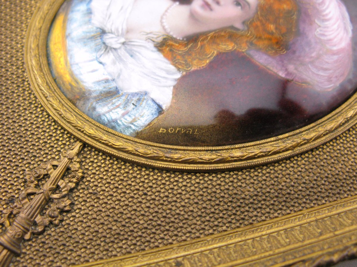 Portrait en émail français d'une dame dans un cadre de style Empire, vers 1900-photo-4