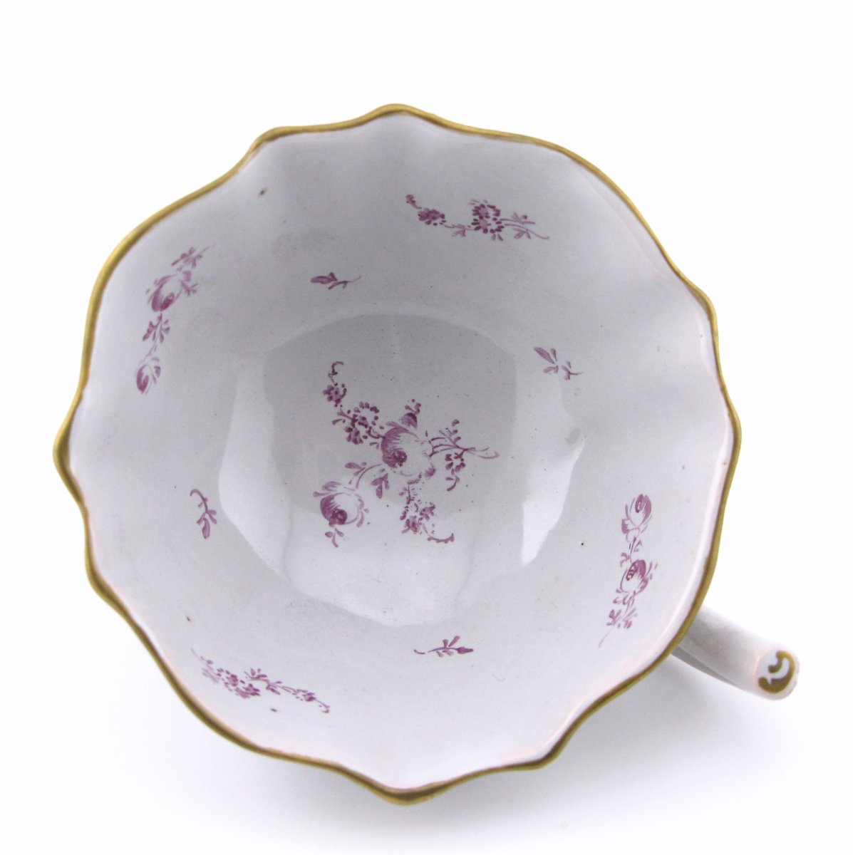 Tasse et soucoupe anciennes en faïence continentale, décor de style Meissen-photo-4