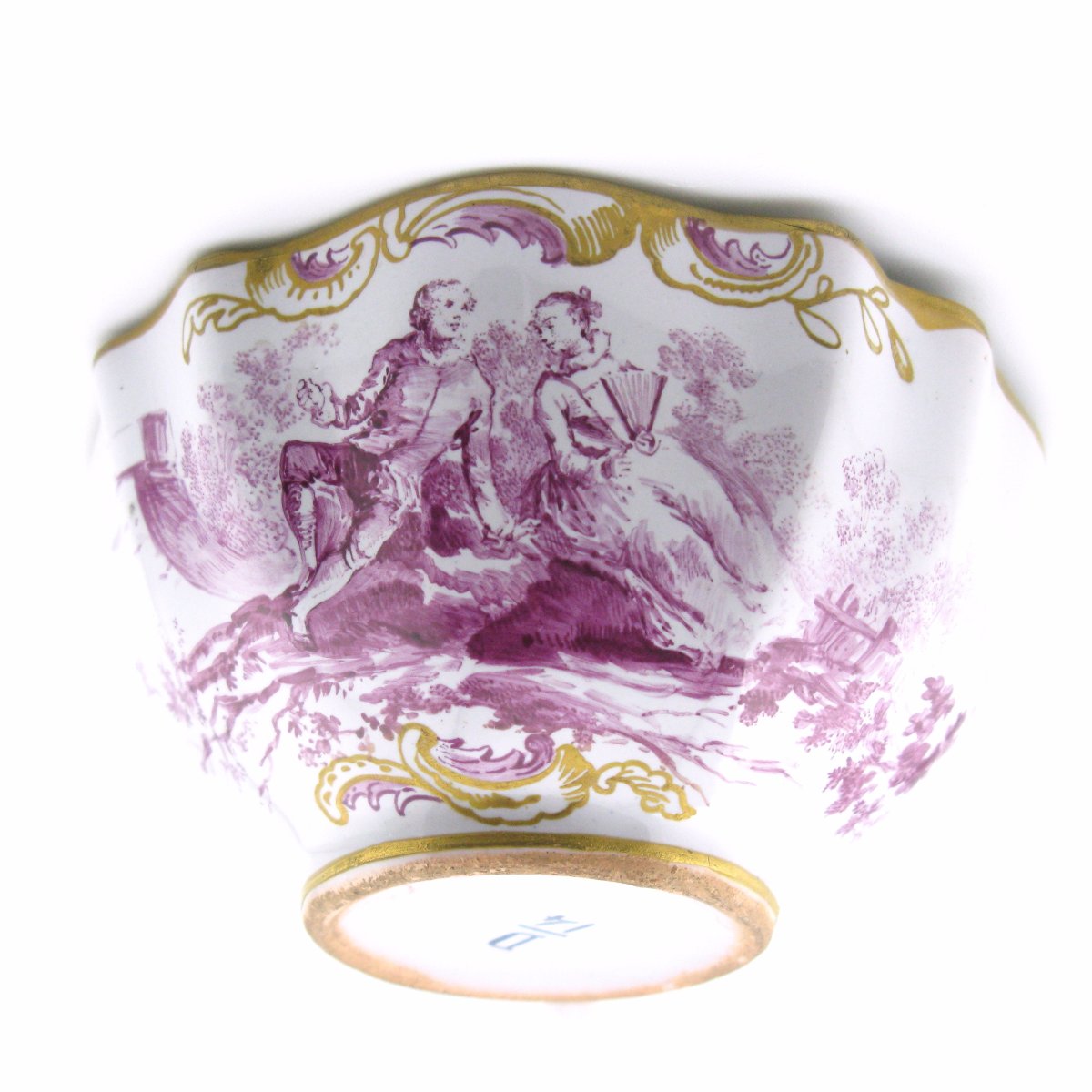 Tasse et soucoupe anciennes en faïence continentale, décor de style Meissen-photo-1