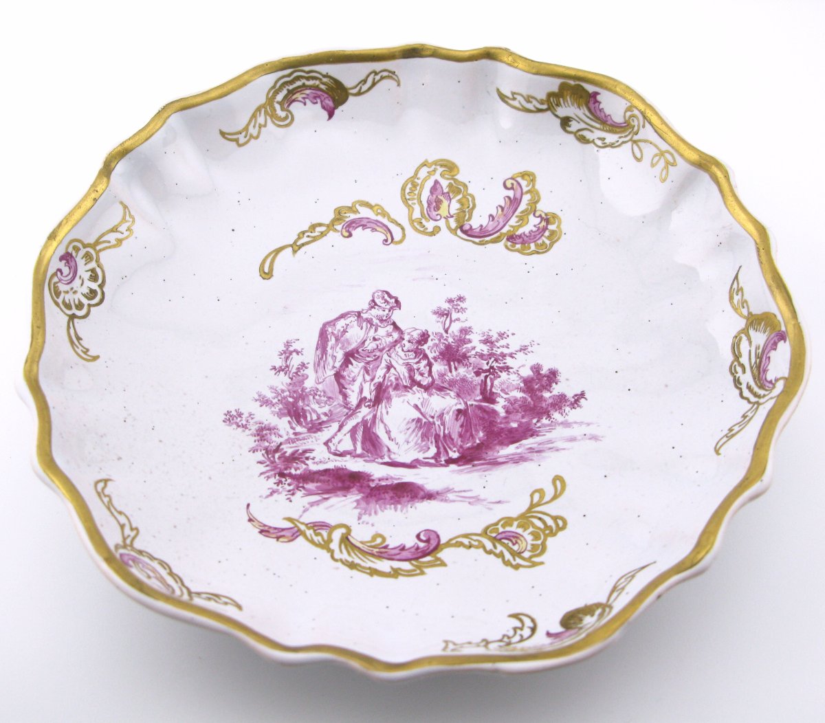 Tasse et soucoupe anciennes en faïence continentale, décor de style Meissen-photo-2