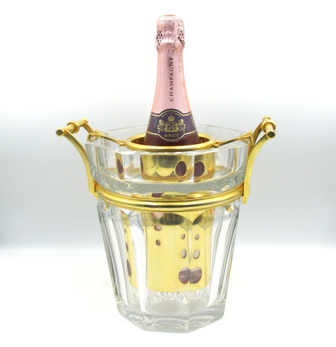 Seau à champagne Baccarat « Harcourt » en cristal et plaqué or, complet-photo-2