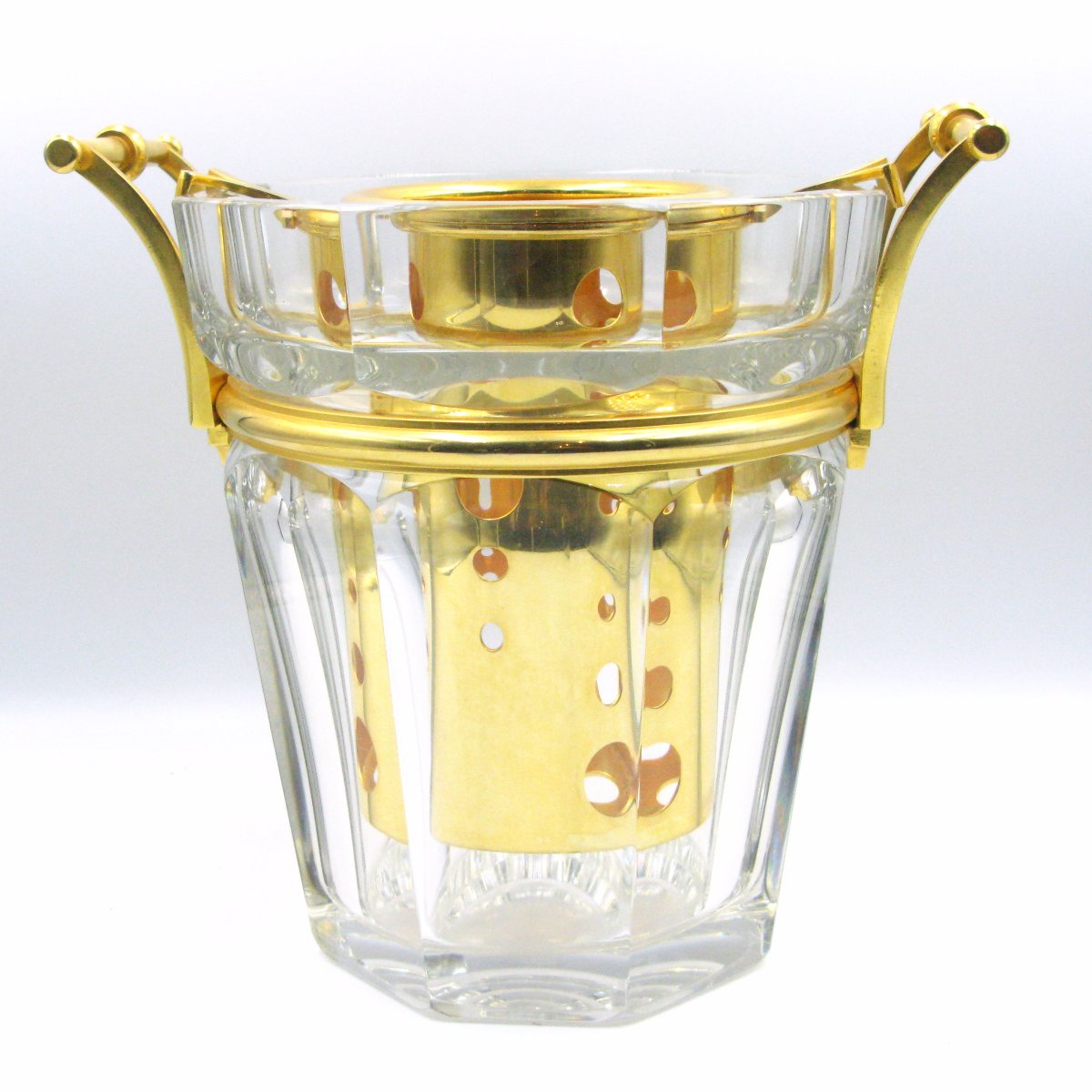 Seau à champagne Baccarat « Harcourt » en cristal et plaqué or, complet-photo-3