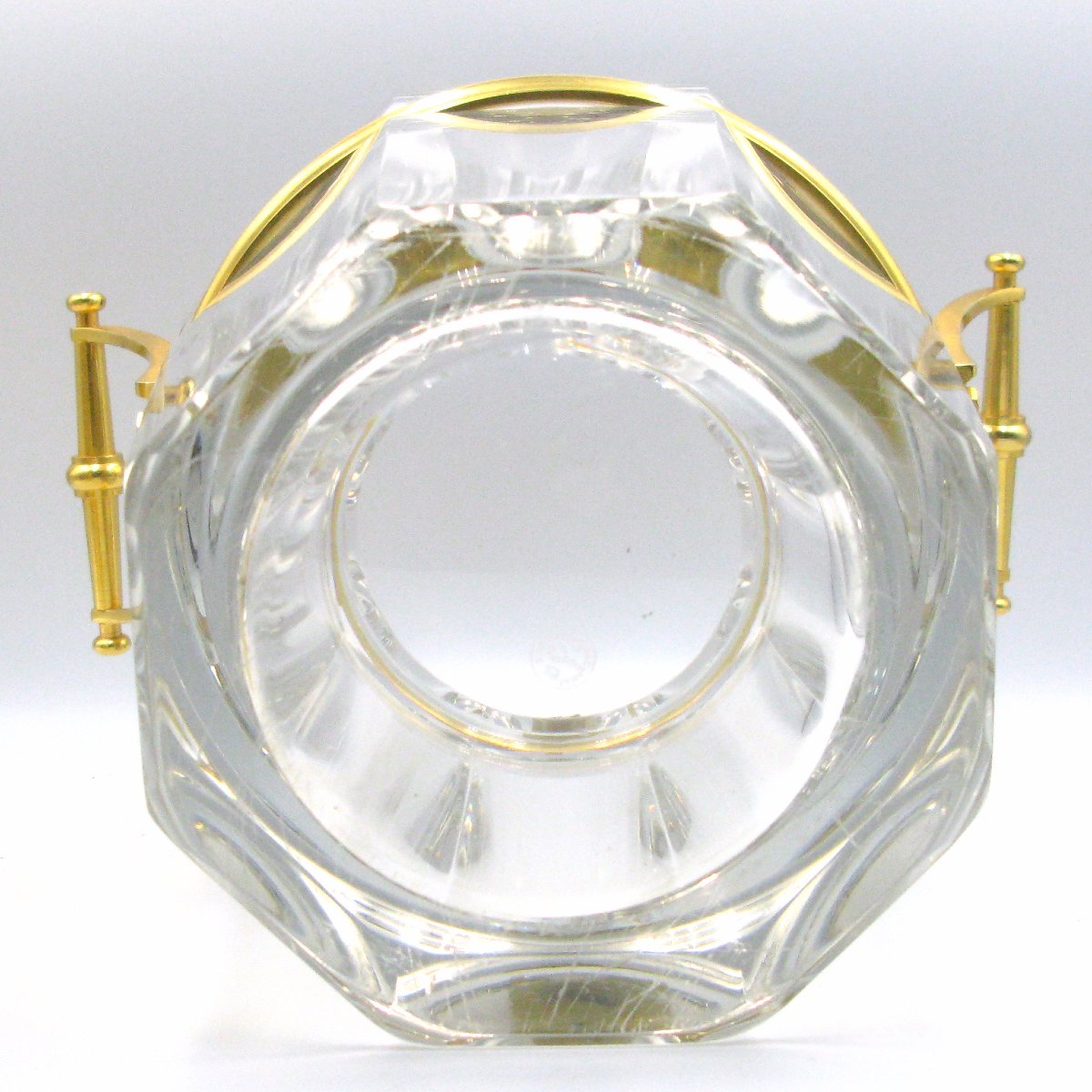 Seau à champagne Baccarat « Harcourt » en cristal et plaqué or, complet-photo-1
