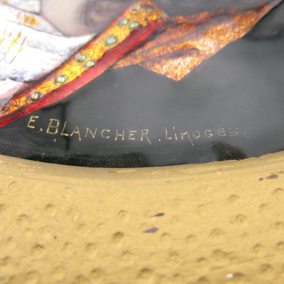 Ernest Blancher (french 1855-1935), Limoges Enamel Portrait-photo-3