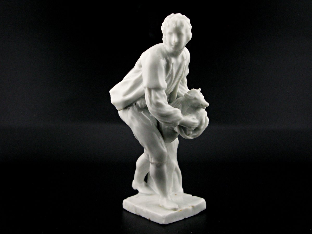 Doccia Ginori Porcelain Figure Man With A Boarlet, 18th Century-photo-2