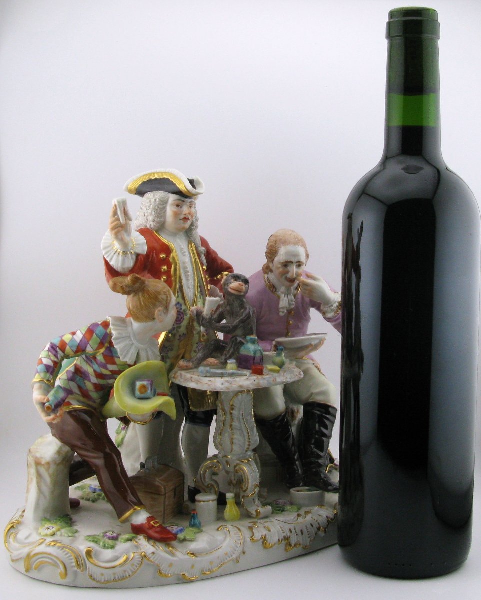 Groupe figuratif en porcelaine de Meissen, Le Dentiste, d'après Kändler-photo-5