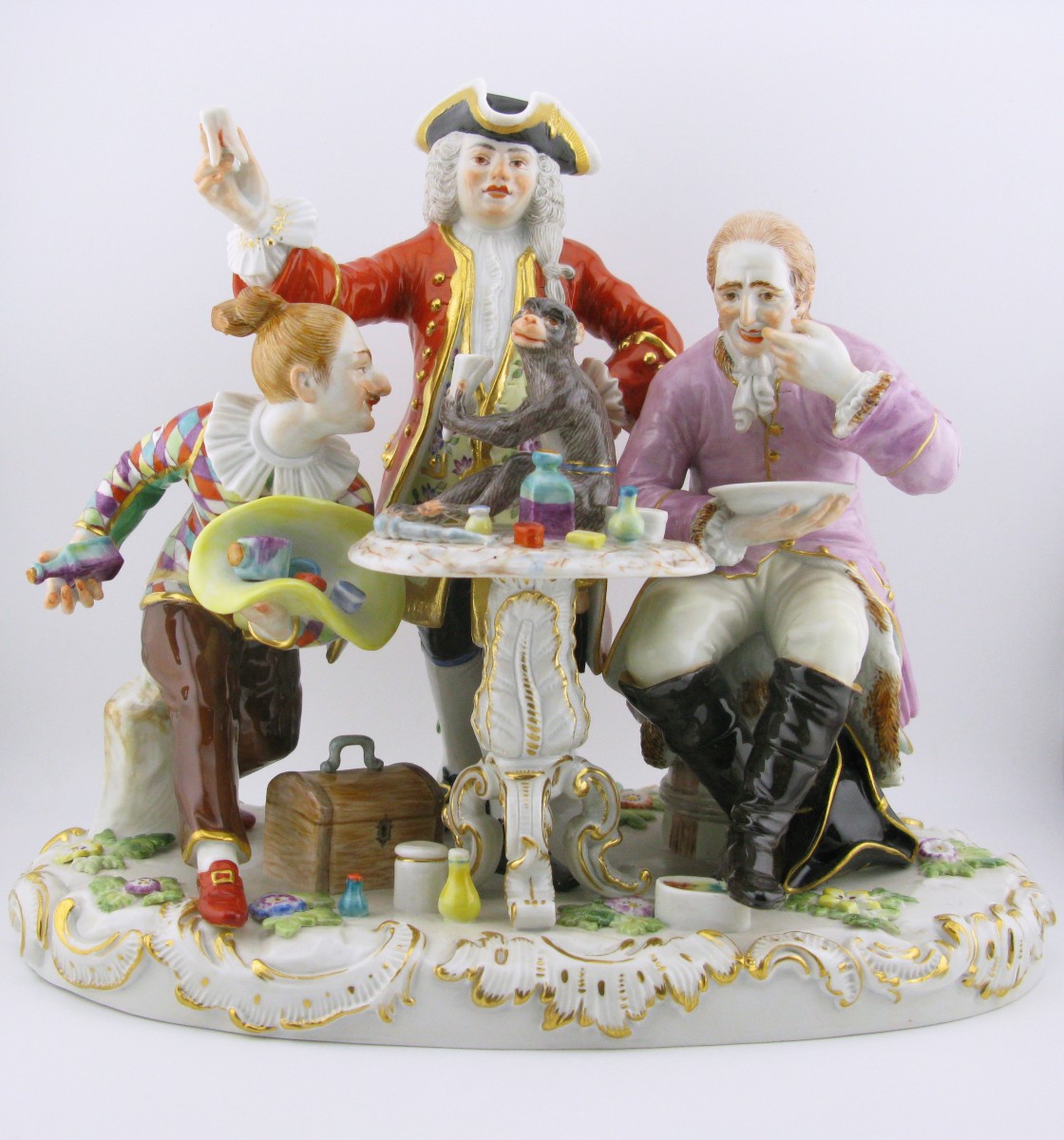 Groupe figuratif en porcelaine de Meissen, Le Dentiste, d'après Kändler