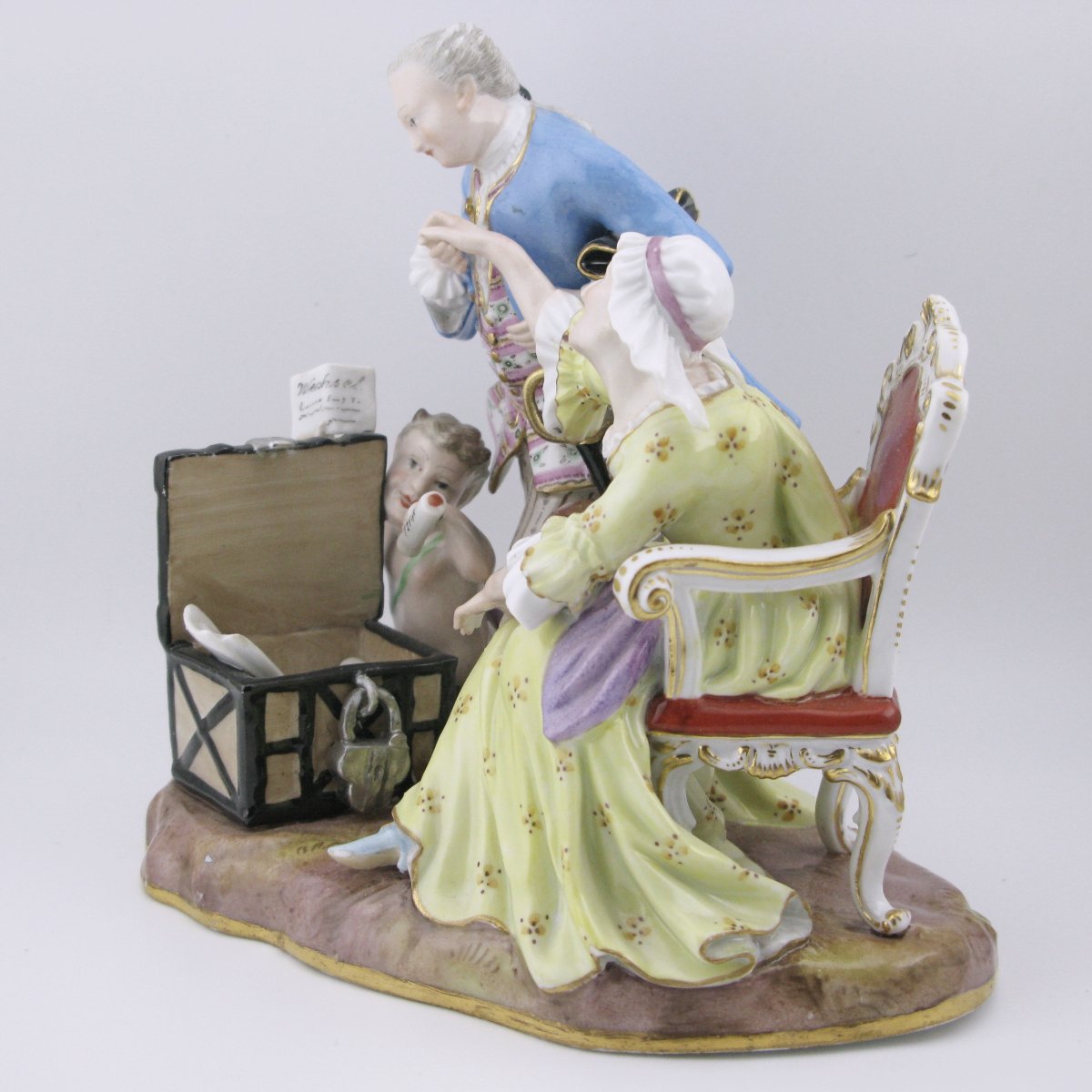 Meissen Porcelain Figural Group 19thc The Inheritance Hunter (erbschleicher) After Kaendler-photo-2