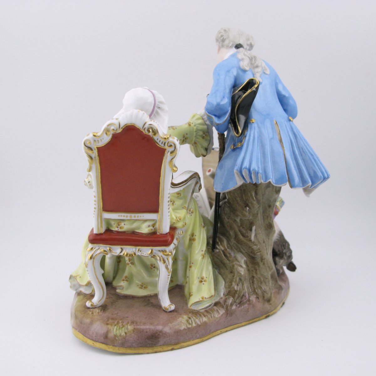 Meissen Porcelain Figural Group 19thc The Inheritance Hunter (erbschleicher) After Kaendler-photo-4