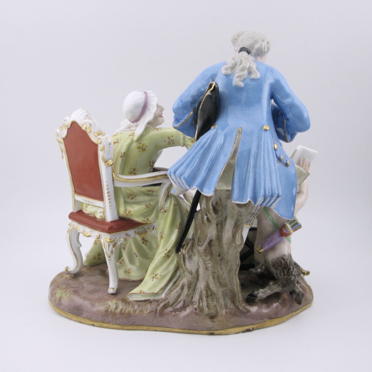 Meissen Porcelain Figural Group 19thc The Inheritance Hunter (erbschleicher) After Kaendler-photo-1