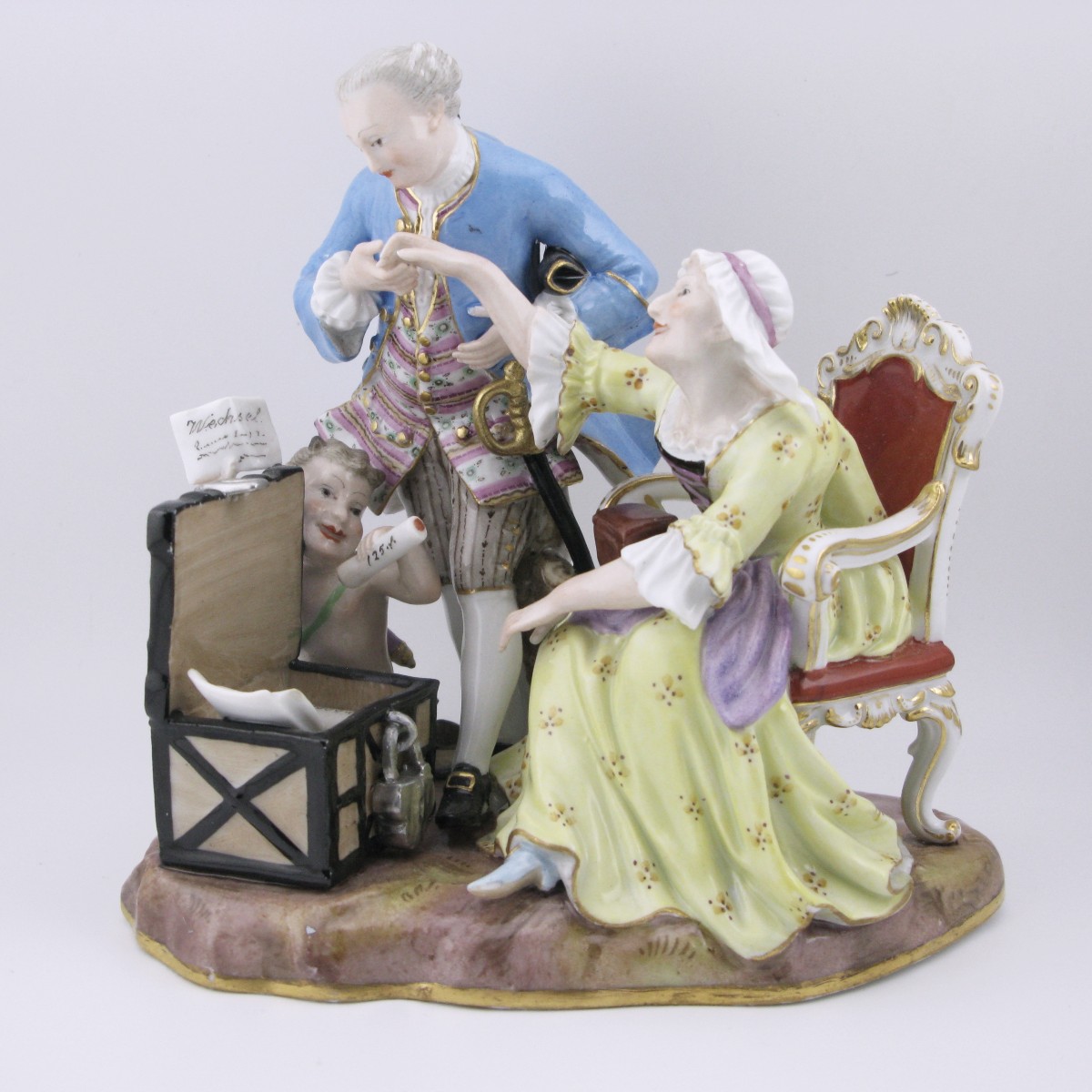Meissen Porcelain Figural Group 19thc The Inheritance Hunter (erbschleicher) After Kaendler