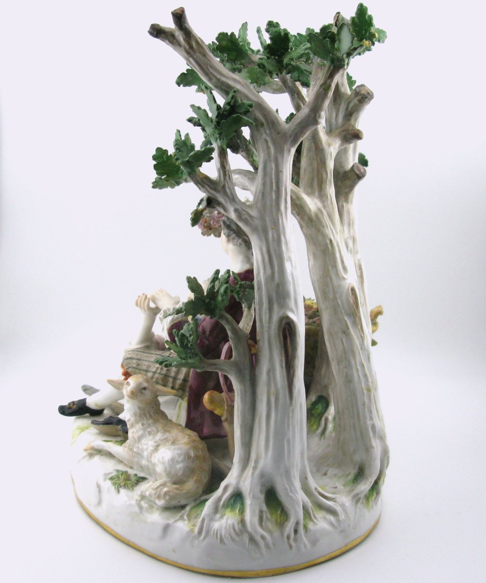 Groupe pastoral en porcelaine de Meissen, représentant un berger et une bergère, XIXe siècle-photo-2