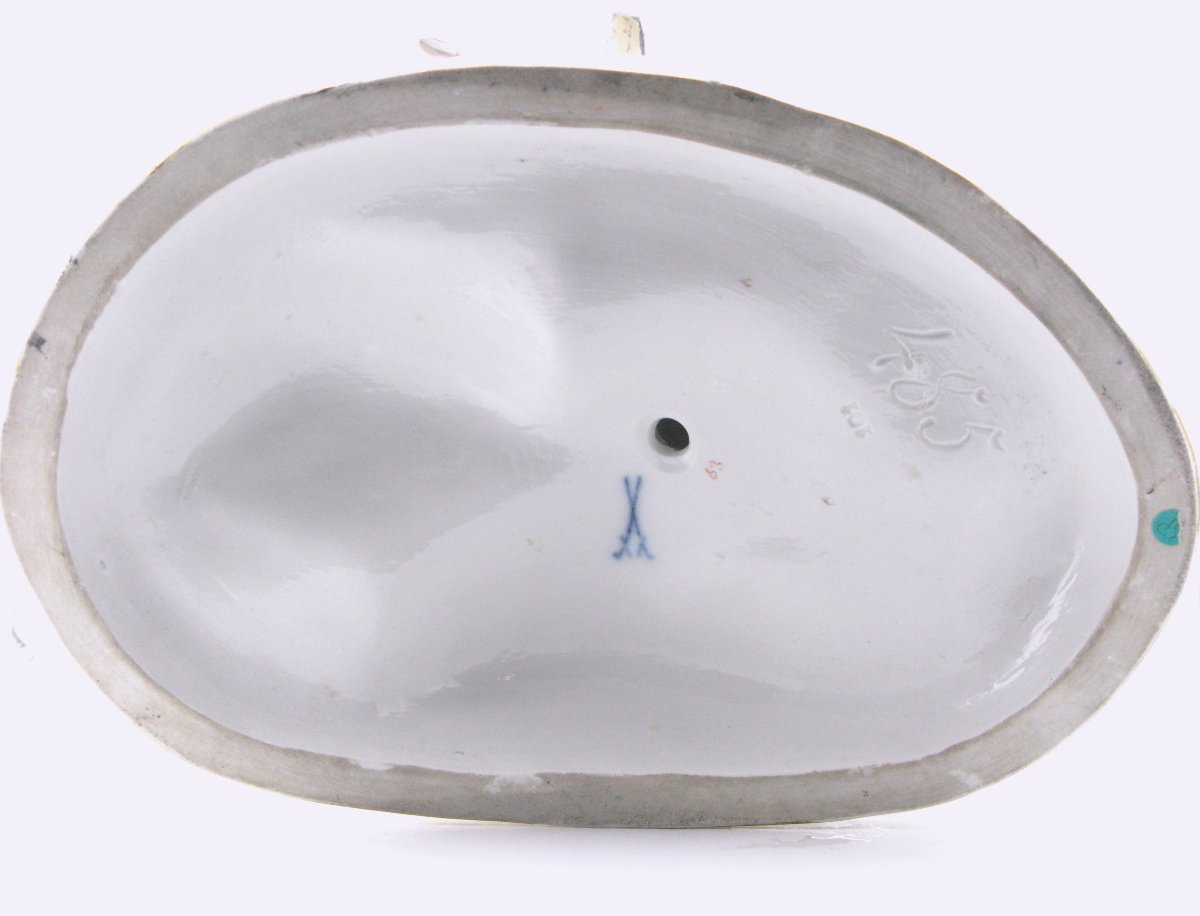 Groupe pastoral en porcelaine de Meissen, représentant un berger et une bergère, XIXe siècle-photo-4