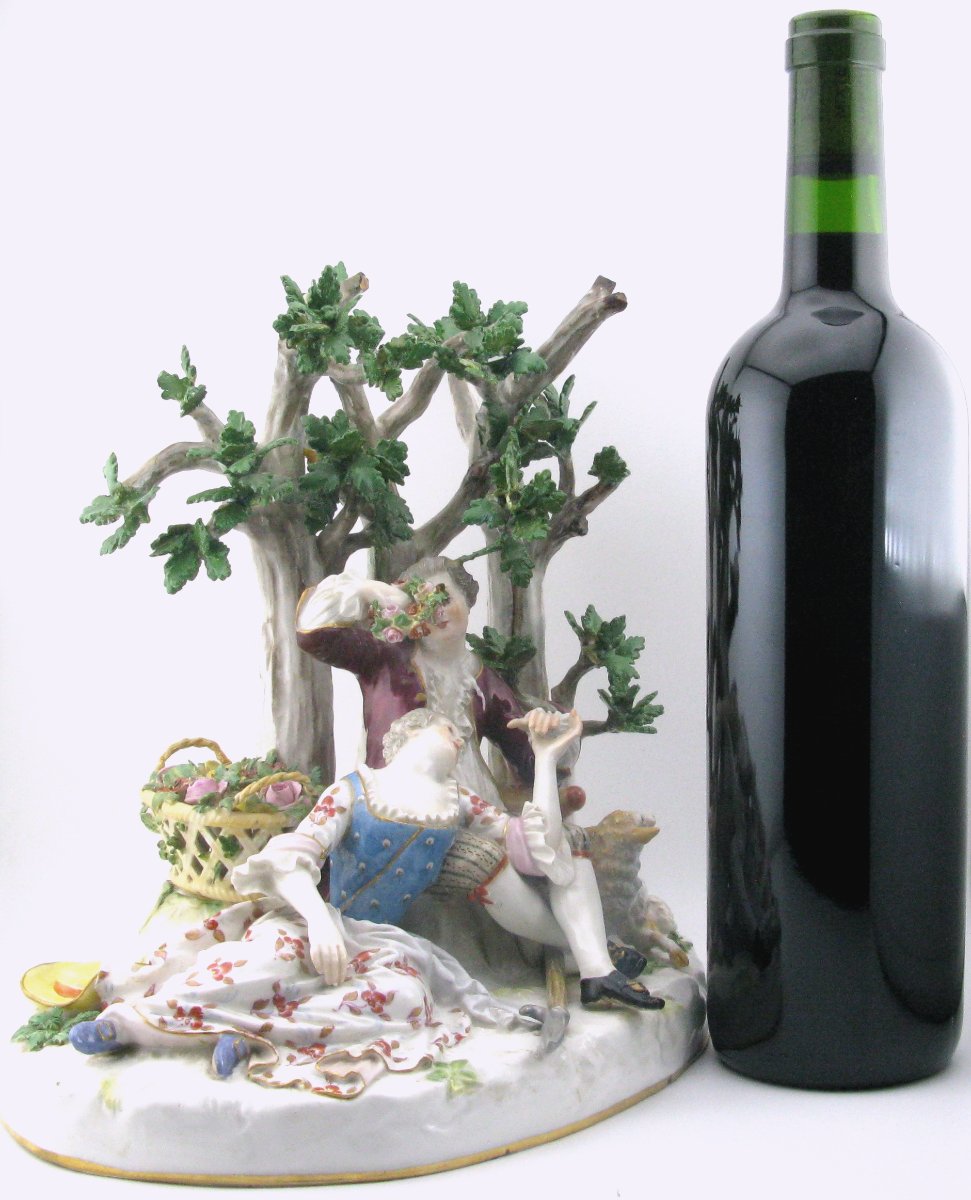 Groupe pastoral en porcelaine de Meissen, représentant un berger et une bergère, XIXe siècle-photo-7