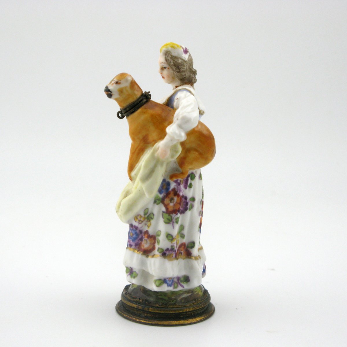 A 19th-century Dresden Porcelain Figural Scent Bottle Lady And Dog.-photo-2