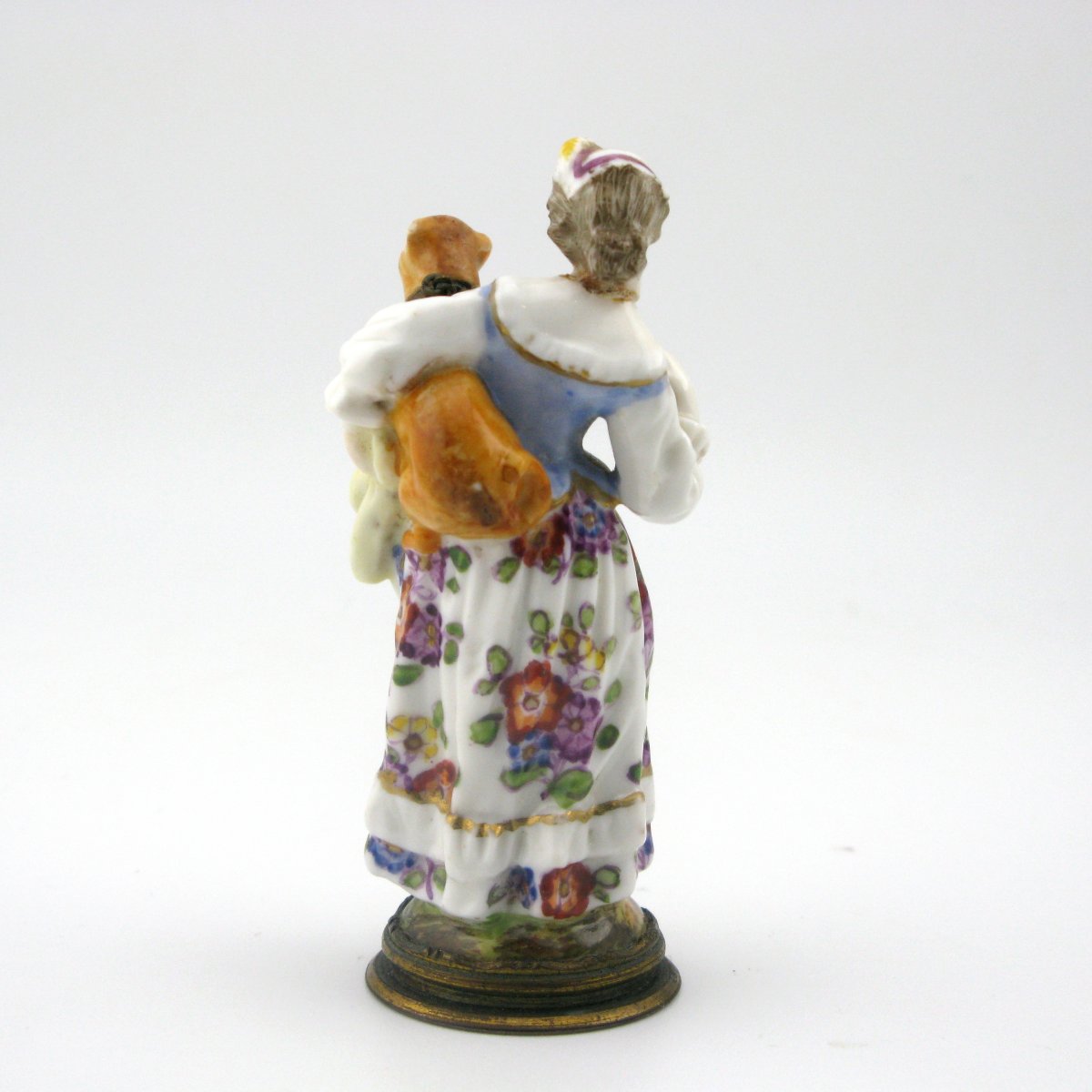 A 19th-century Dresden Porcelain Figural Scent Bottle Lady And Dog.-photo-3