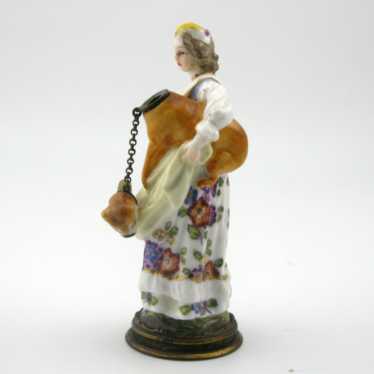 A 19th-century Dresden Porcelain Figural Scent Bottle Lady And Dog.-photo-2