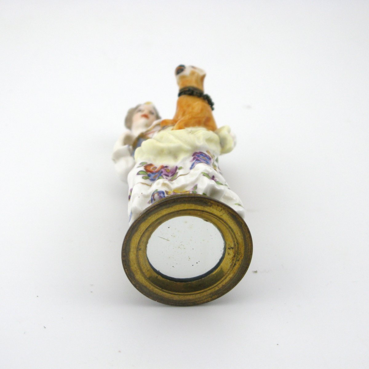 A 19th-century Dresden Porcelain Figural Scent Bottle Lady And Dog.-photo-3