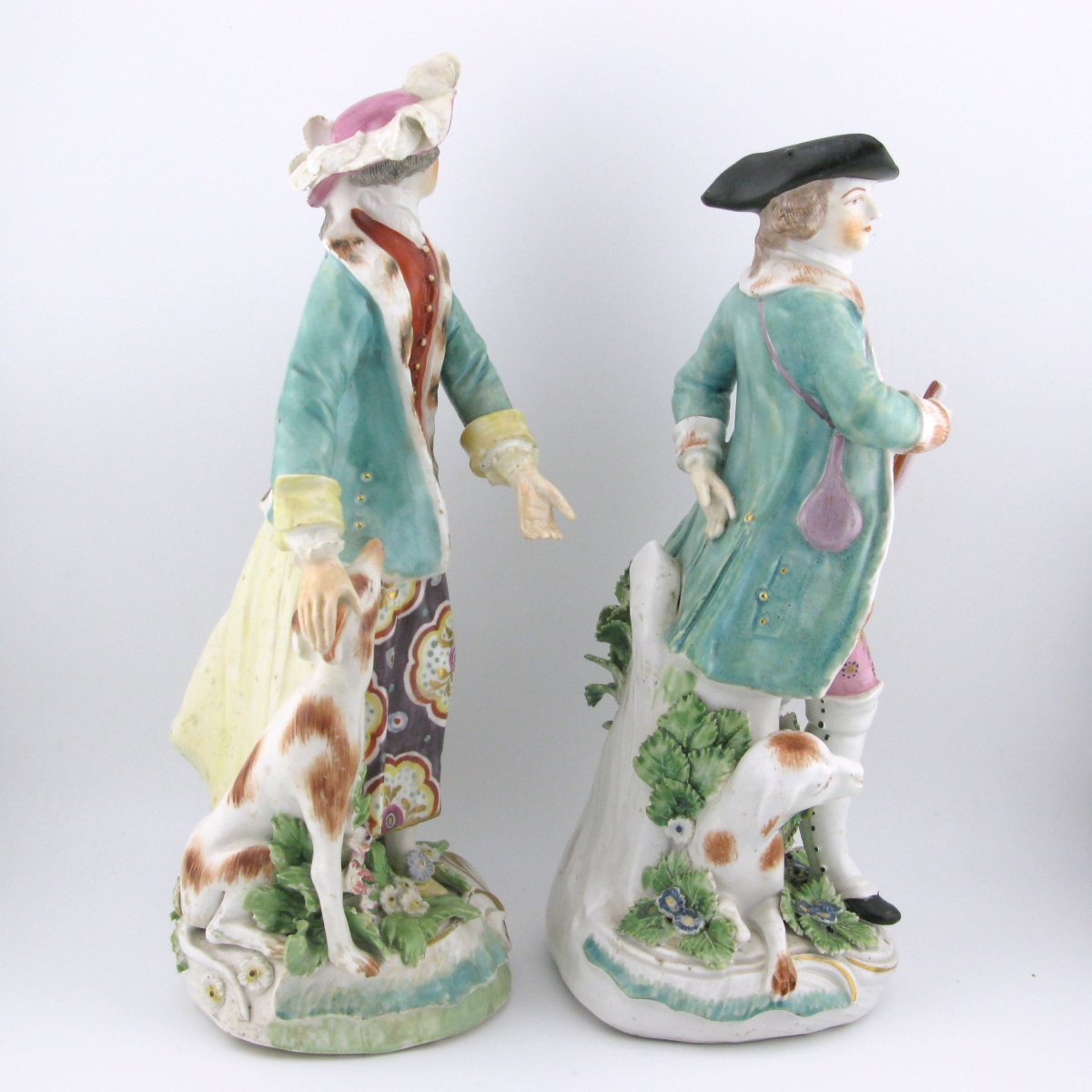 Pair Of Chelsea Porcelain Figures, Red Anchor, Hunter And Lady, Circa 1755-photo-3