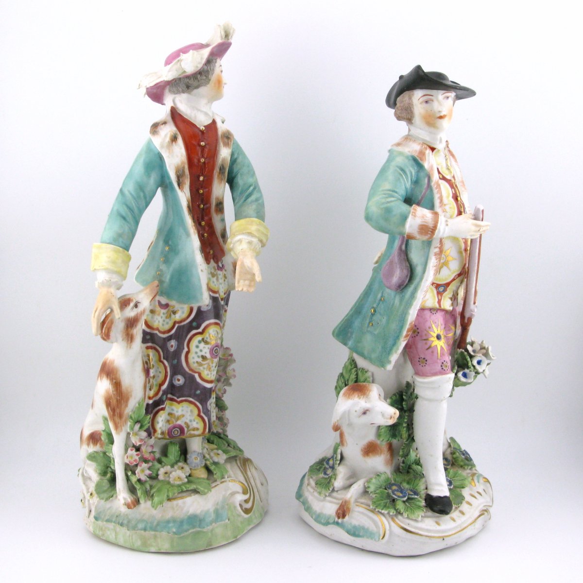 Pair Of Chelsea Porcelain Figures, Red Anchor, Hunter And Lady, Circa 1755-photo-4
