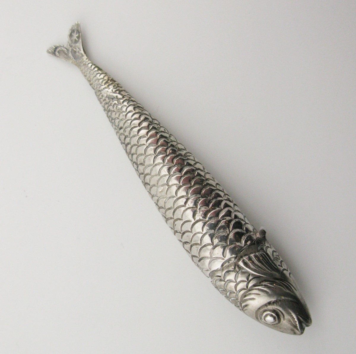 19th Century Continental Silver Fish-shaped Perfume Bottle