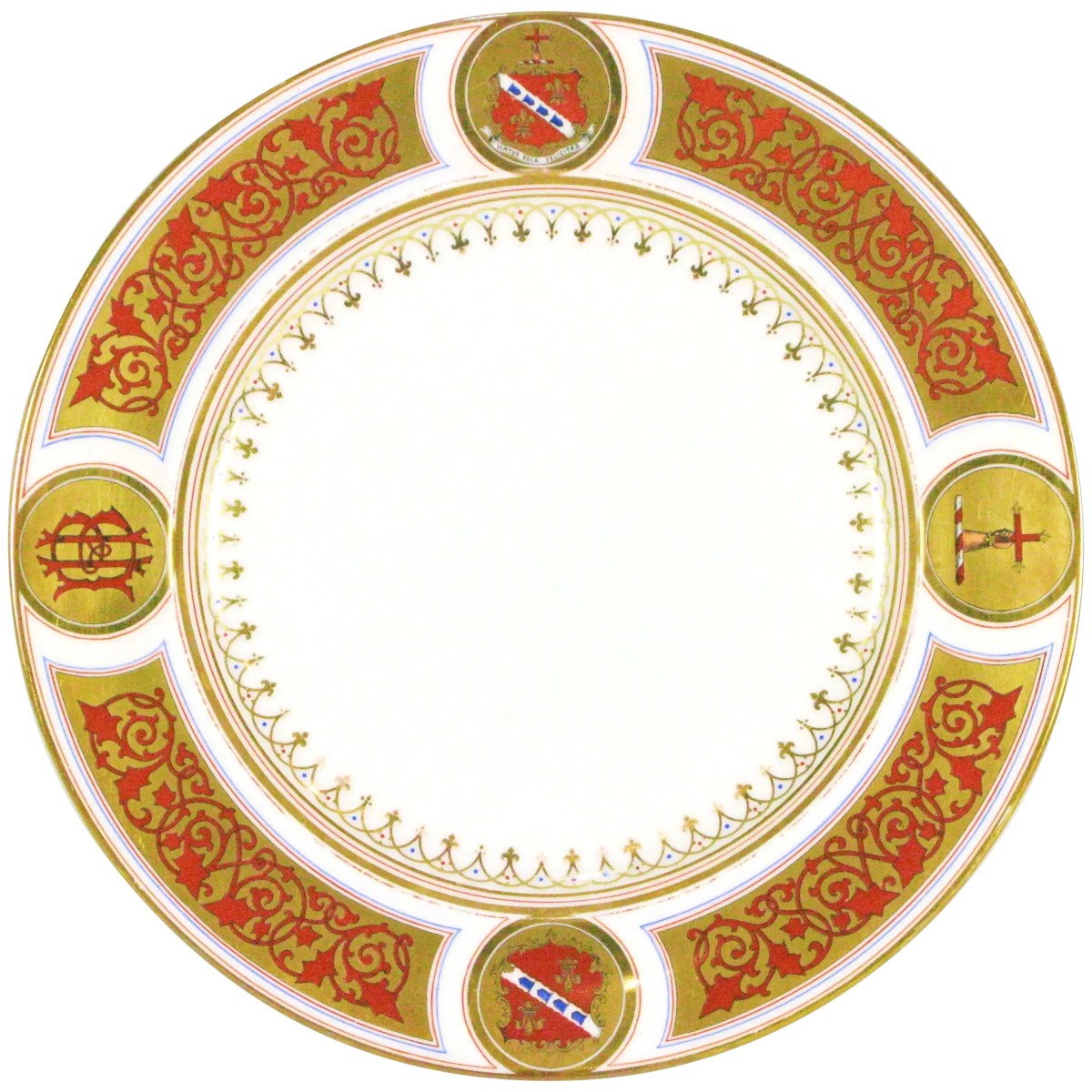 Assiette en porcelaine armoriée anglaise du XIXe siècle, famille Bliss