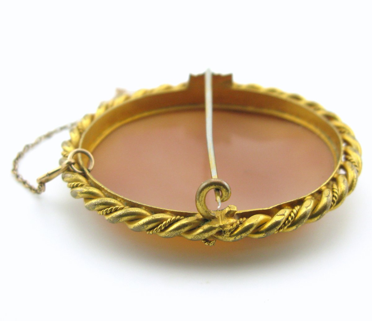 Large 19th-century Shell Cameo Brooch, Allegory Of The Day-photo-4