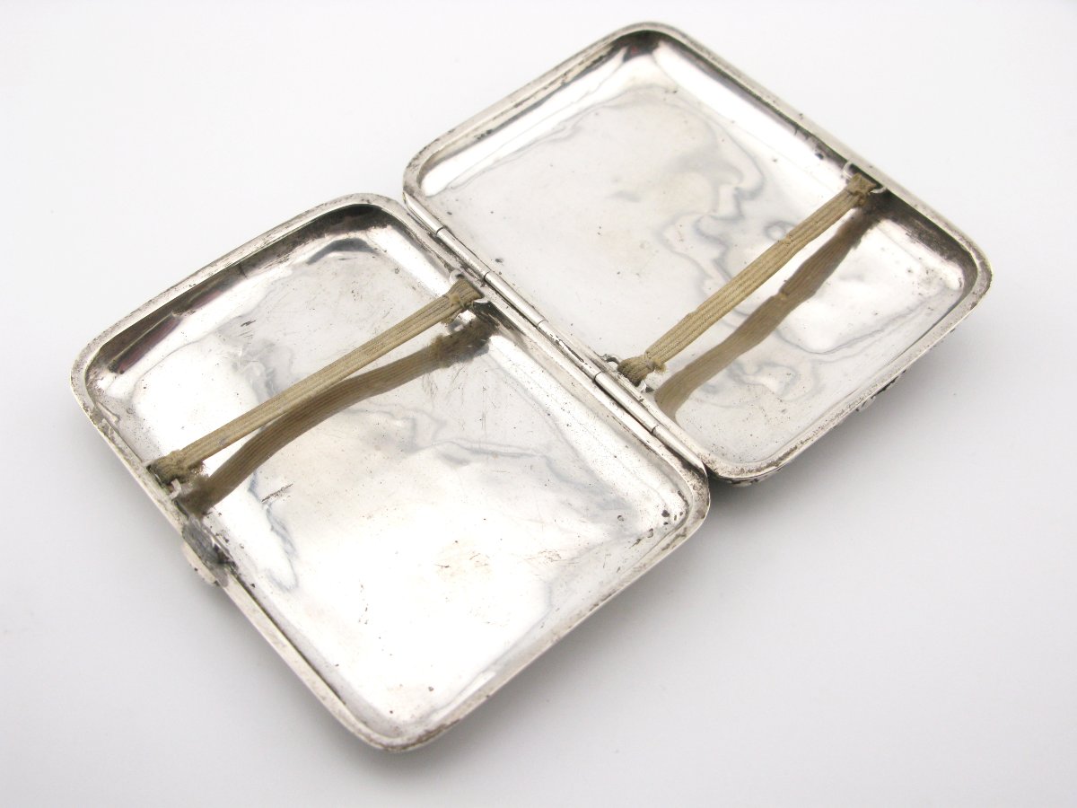 Étui à cigarettes japonais en argent et émail, époque Meiji-photo-4