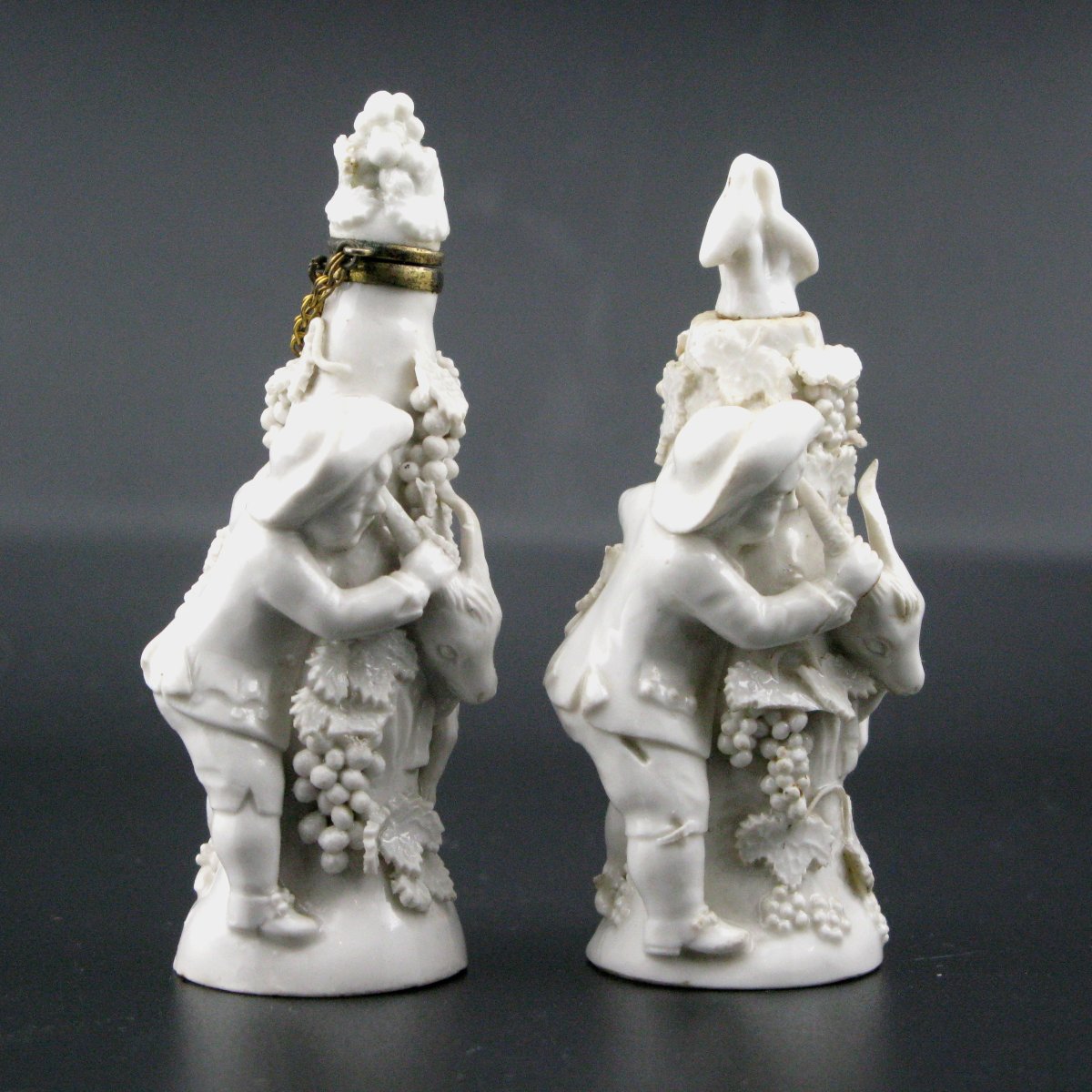 Two 18th-century Goatherd Porcelain Scent Bottles, Chelsea And Kelsterbach-photo-2