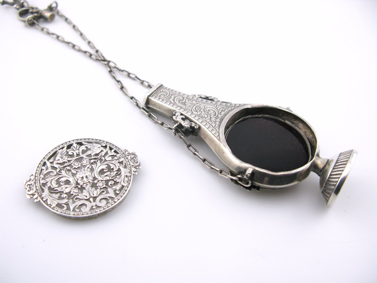 Flacon à parfum et pomander en argent du XVIIIe siècle-photo-1