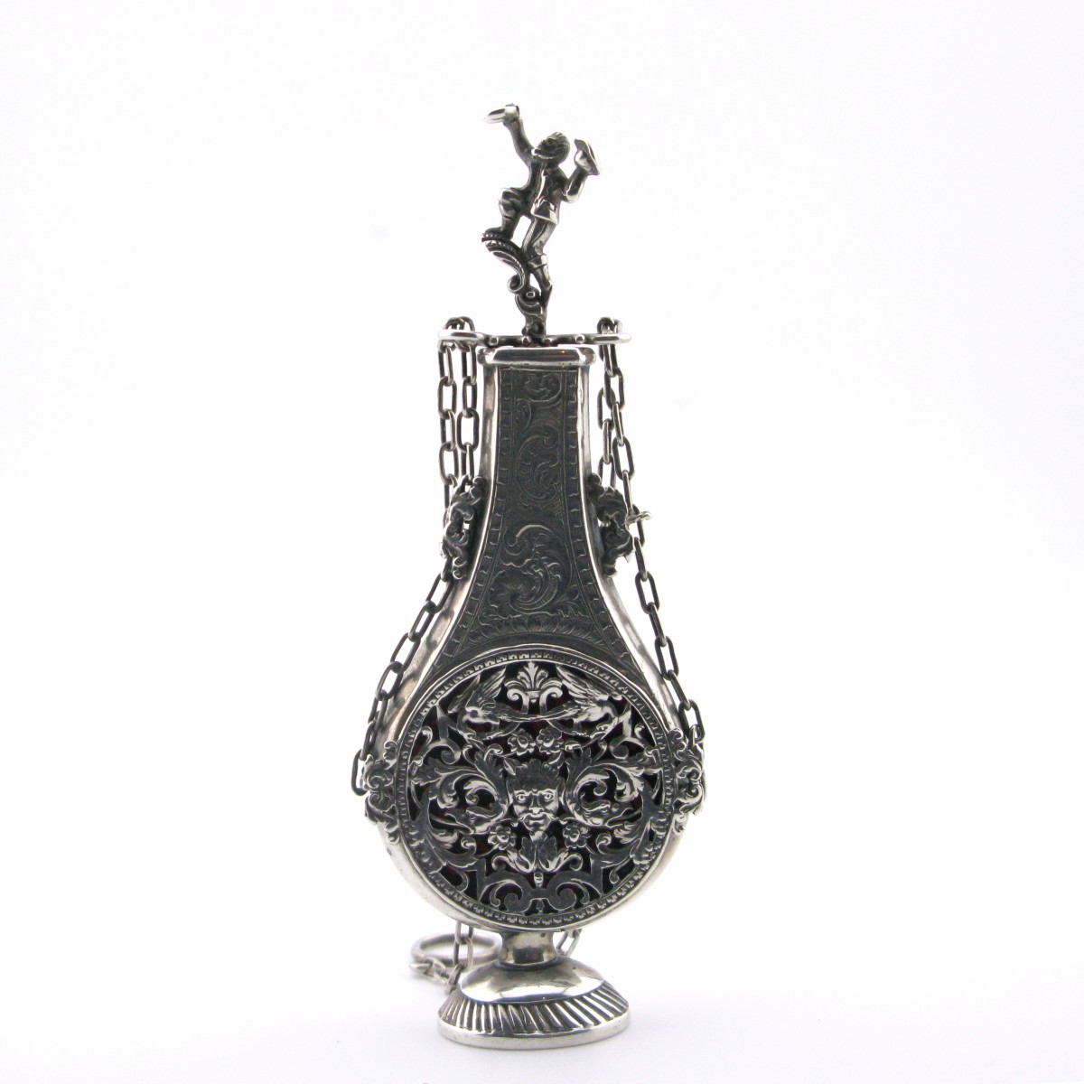 Flacon à parfum et pomander en argent du XVIIIe siècle