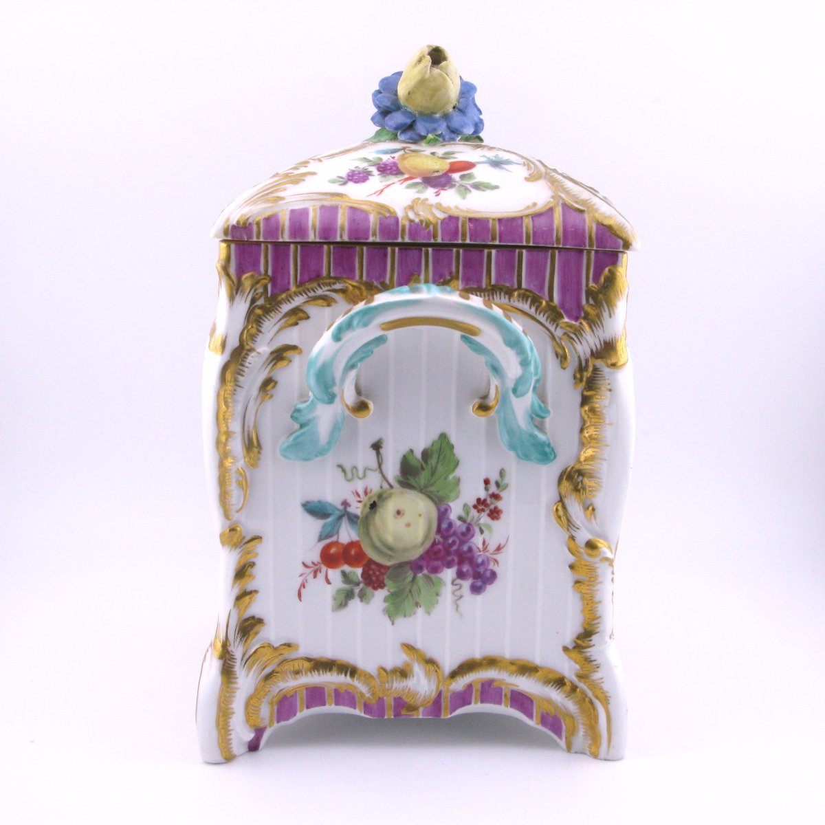 19th-century German Kpm Berlin Porcelain Tea Caddy-photo-2