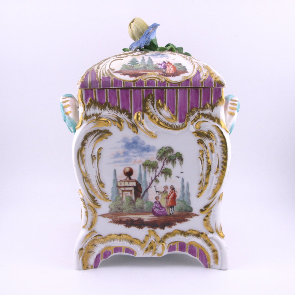 19th-century German Kpm Berlin Porcelain Tea Caddy-photo-3