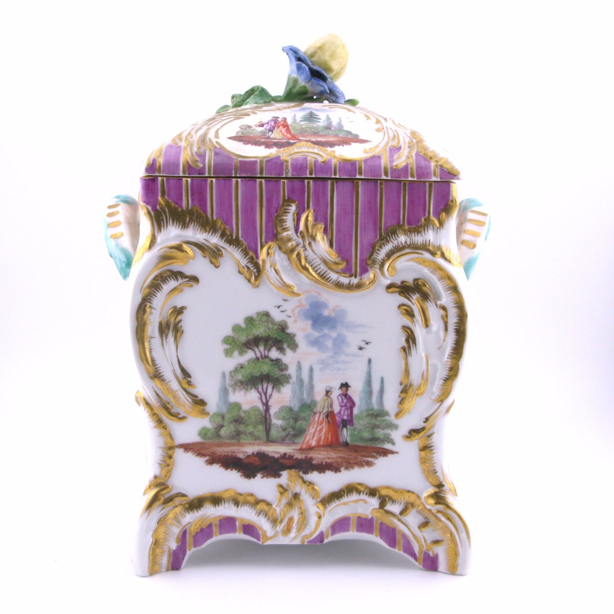 19th-century German Kpm Berlin Porcelain Tea Caddy