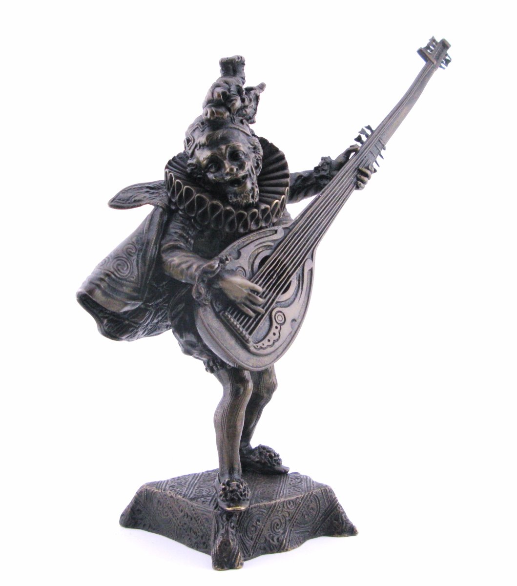 Antonio Pandiani (Italien, 1838-1928) : sculpture ancienne en bronze « Rigoletto Milano »