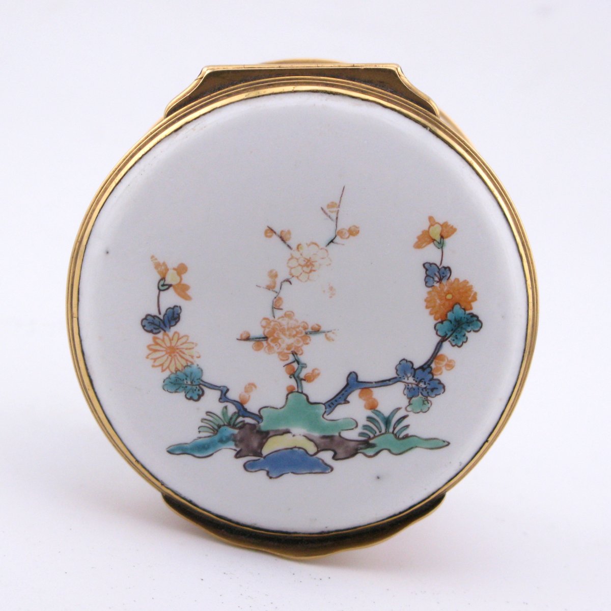 Chantilly Porcelain Snuff Box Gold Mounts Kakiemon Colours Chinoiserie French 18th Century-photo-3